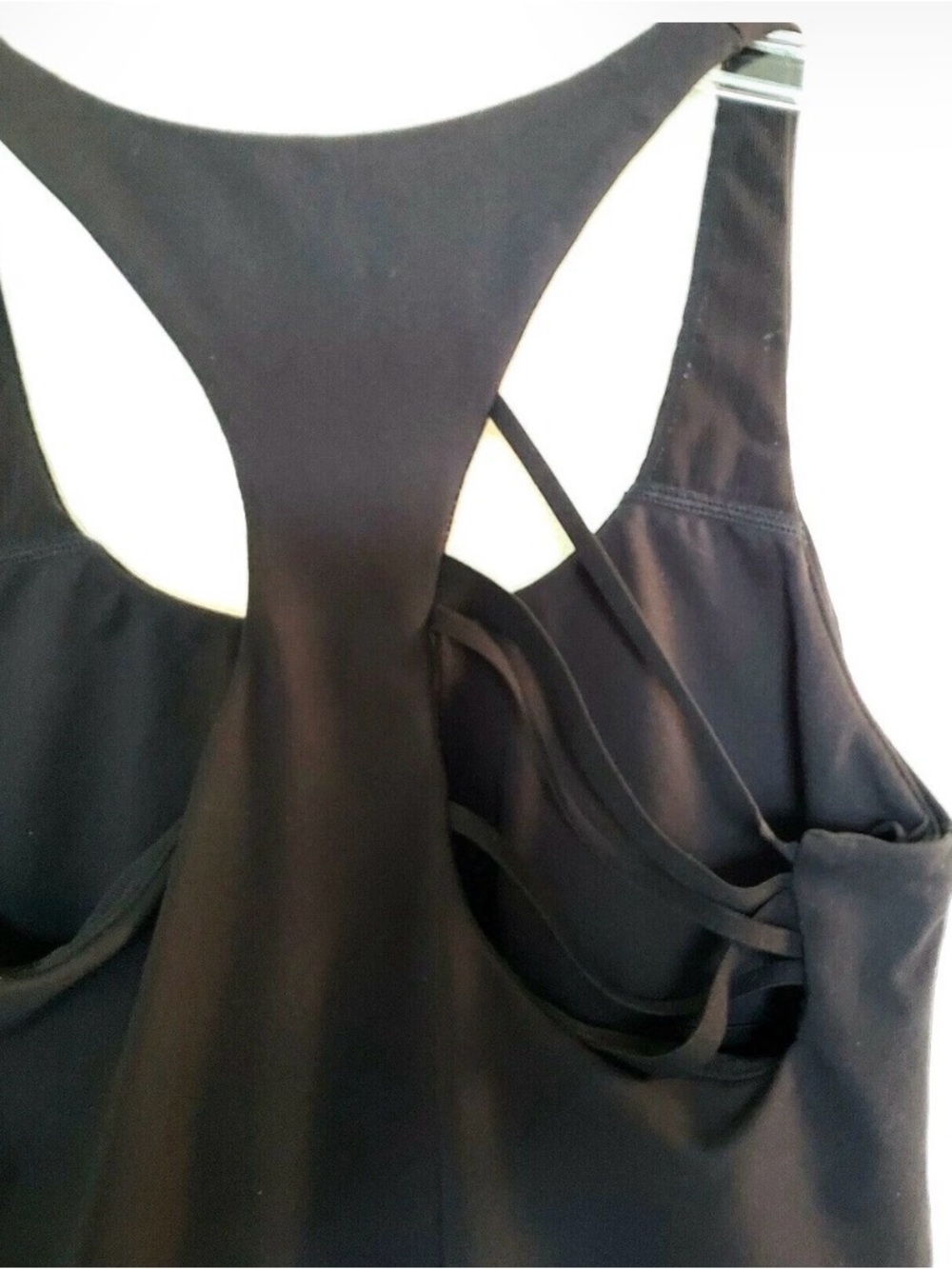 Fabletics Black Strappy Cutout Back Detail Racerback Tank Top size S.